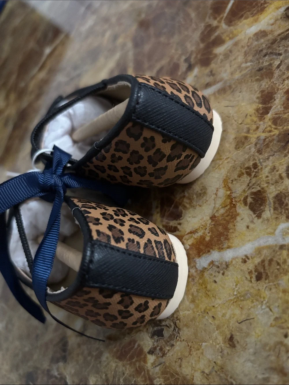 Janie and Jack Leopard Ballet Flats with Black Trim